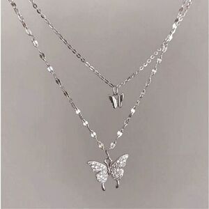 Elegant Multi-Layer Diamond Pendant‎ Butterfly Necklace